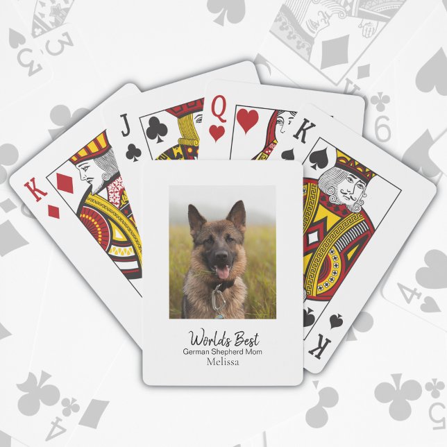 World's Best Dog Mom German Shepherd Personalized Poker Cards (Personalize with a Name, all other text is editable: add your own Photo, too)