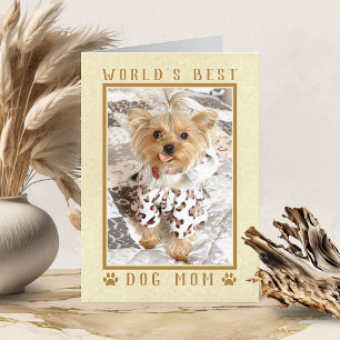 World's Best Dog Mom Gold Mother's Day Photo Card