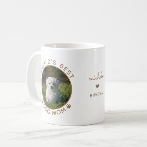 Worlds Best Dog Mom Gold Personalized Name Photo Coffee Mug