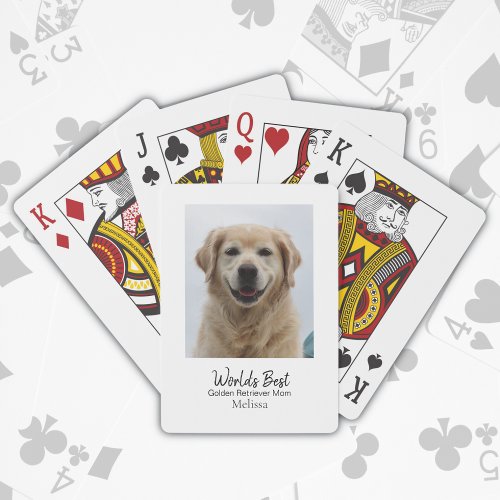 Worlds Best Dog Mom Golden Retriever Custom Text  Playing Cards