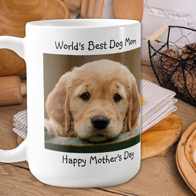 Worlds Best Dog Mom- Mother's Day - Teal Pet Photo Coffee Mug (Creator Uploaded)