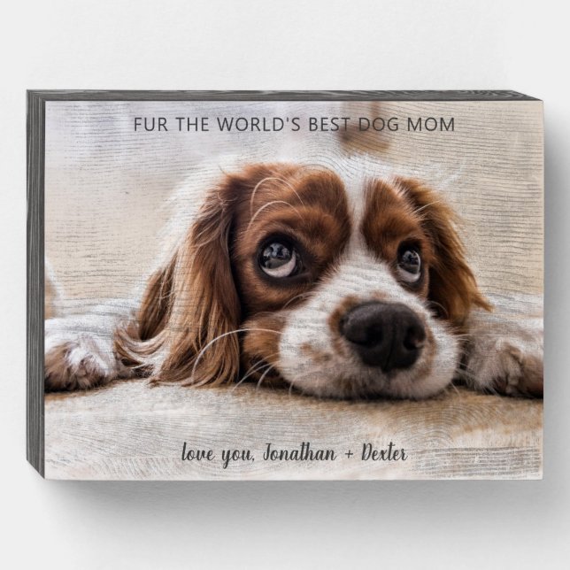 World's Best Dog Mom| Mother's Day Wooden Box Sign (Front Horizontal)