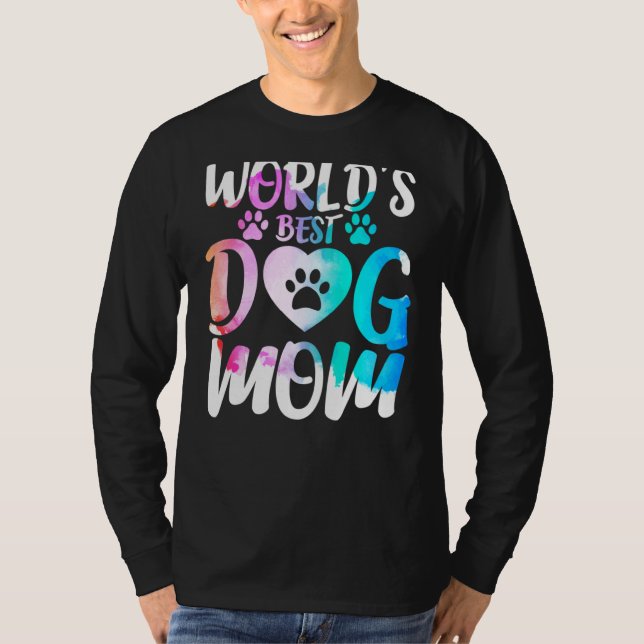 World's Best Dog Mom Paw Heart Puppy Mother Mama T-Shirt (Front)