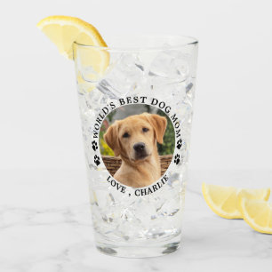 World's Best Dog Mom Paw Prints Custom Pet Photo Glass