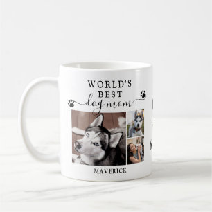 Worlds Best Dog Mom Paw Prints Monogram 3 Photos Coffee Mug