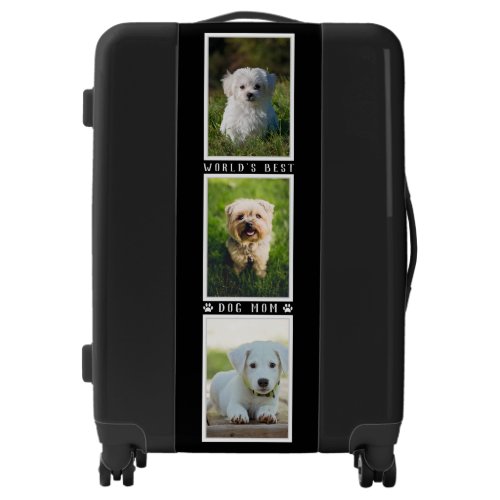 Worlds Best Dog Mom Paw Prints Pet Photo Collage Luggage