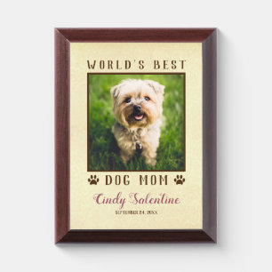 World's Best Dog Mom Paw Prints Pet Photo Frame Award Plaque