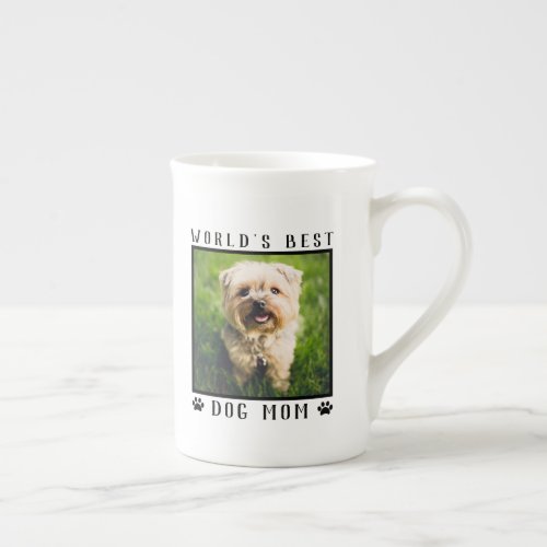 Worlds Best Dog Mom Paw Prints Pet Photo Frame Bone China Mug