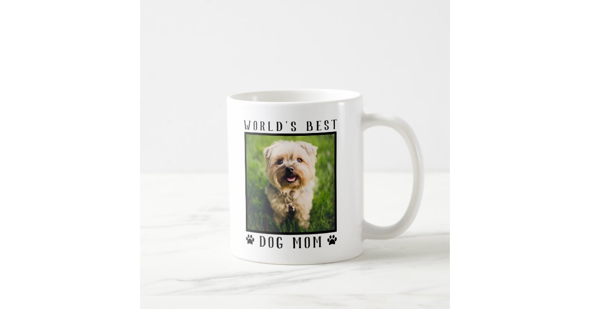 World S Best Dog Mom Paw Prints Pet Photo Frame Coffee Mug Zazzle Com