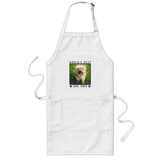 World's Best Dog Mom Paw Prints Pet Photo Frame Long Apron (Front)