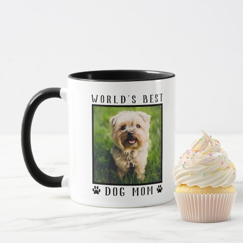 Worlds Best Dog Mom Paw Prints Pet Photo Frame Mug