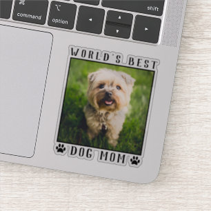 World's Best Dog Mom Paw Prints Pet Photo Frame Sticker