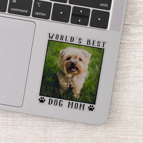 Worlds Best Dog Mom Paw Prints Pet Photo Frame Sticker