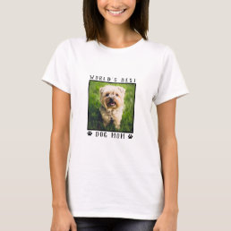 World&#39;s Best Dog Mom Paw Prints Pet Photo Frame T-Shirt