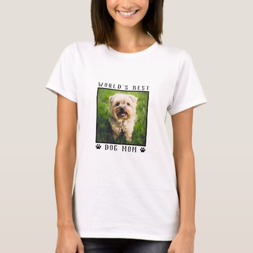 Worlds Best Dog Mom Paw Prints Pet Photo Frame T_Shirt