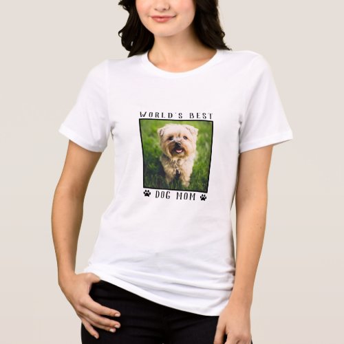 Worlds Best Dog Mom Paw Prints Pet Photo Frame Tri_Blend Shirt