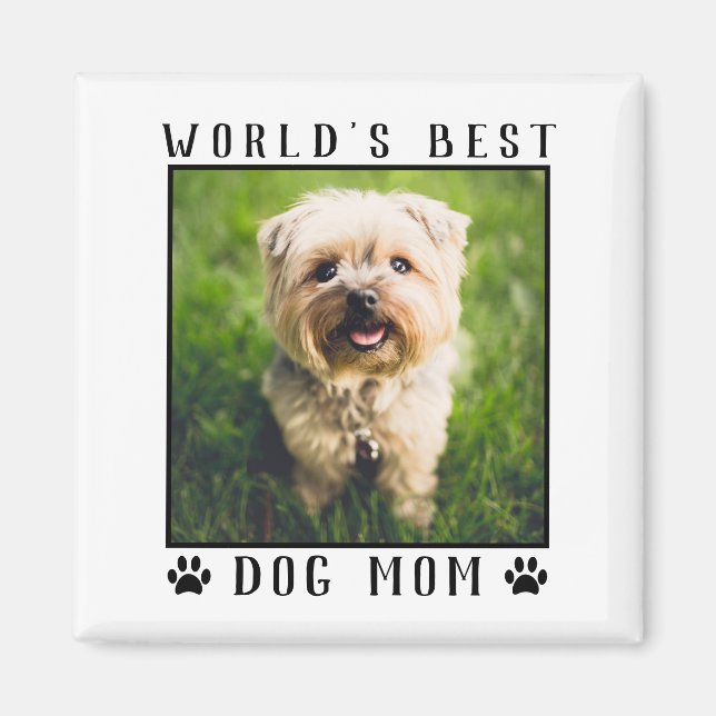 World's Best Dog Mom Paw Prints Photo Frame Magnet (Front)