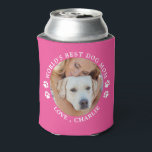 Worlds Best Dog Mom Personalized Pet Photo Pink Can Cooler<br><div class="desc">Worlds Best Dog Mom ... Surprise your favorite Dog Mom this Mother's Day, birthday or christmas with this super cute custom pet photo can cooler. Customize this dog mom can coolerwith your dog's favorite photo, and name. Double sided - you can different photos on each side or the same, up...</div>