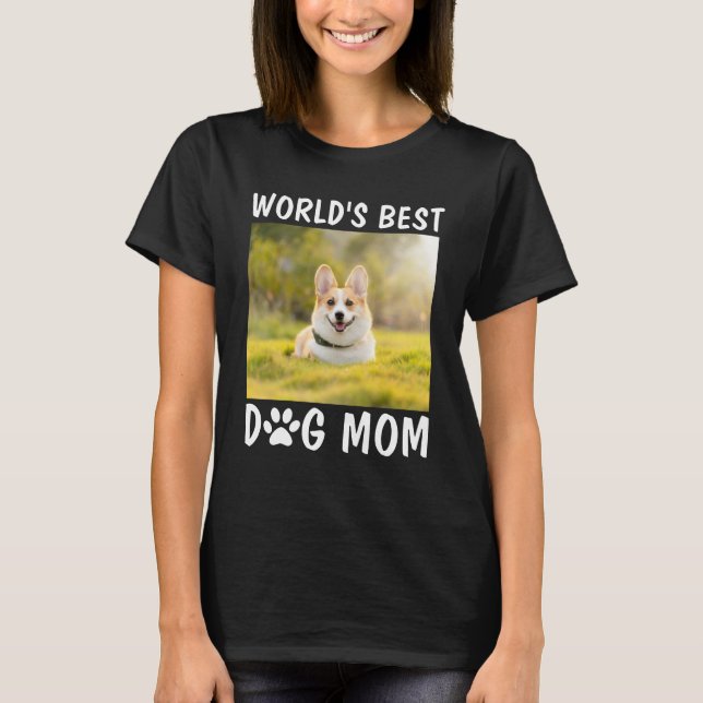 World's Best Dog Mom Personalized Pet Photo T-Shirt (Front)