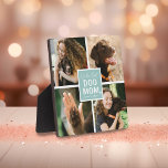 'Worlds Best Dog Mom' Photo Collage Plaque<br><div class="desc">Show off your dog mom status with this cute photo collage plaque featuring four square photos of you and your pet. "Worlds Best Dog Mom" appears in the center in calligraphy script and fun lettered typography on a teal square with a cute white heart. Personalize by adding name/s.</div>