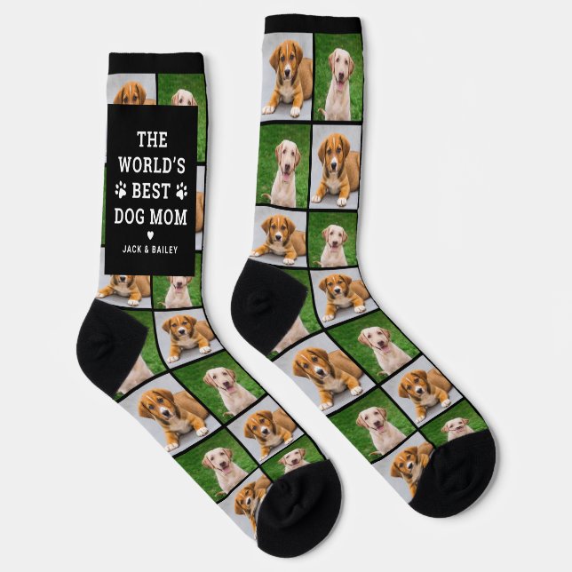 Worlds Best Dog Mom Photo Collage Socks (Right)