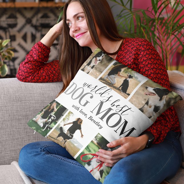 World's Best Dog Mom Picture Throw Pillow (Creator Uploaded)