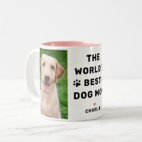 Worlds Best Dog Mom Pink Two Photo Pet Lover Two-Tone Coffee Mug