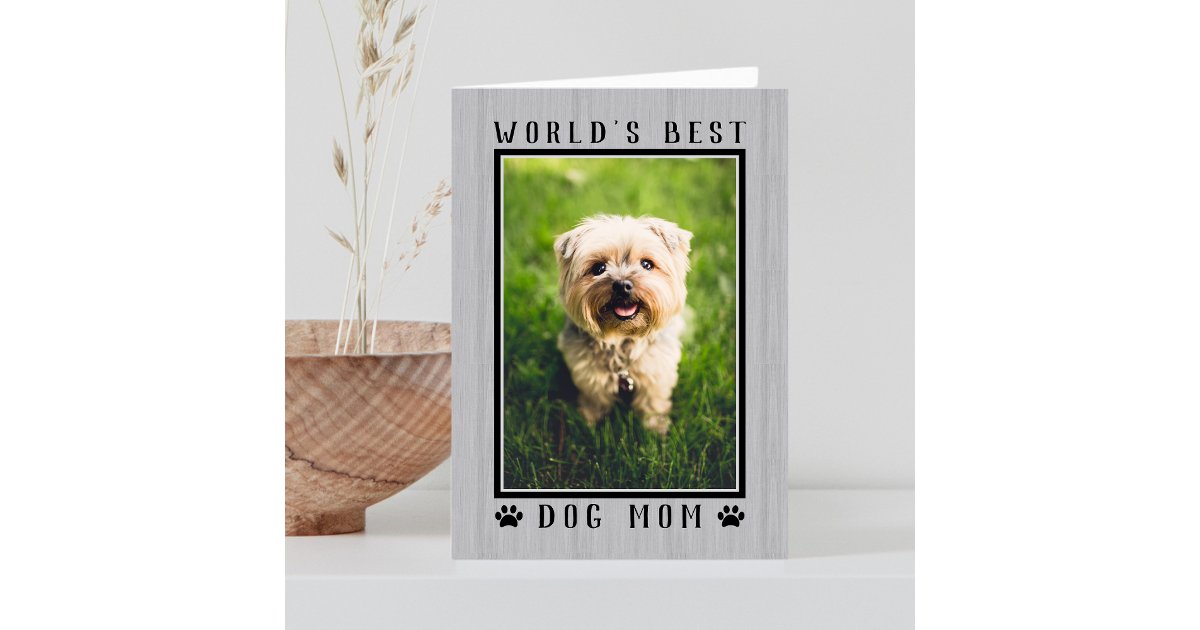 World's Best Dog Mom Rustic Mother's Day Photo Card | Zazzle