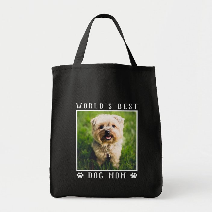 World S Best Dog Mom White Paw Prints Pet Photo Tote Bag Zazzle