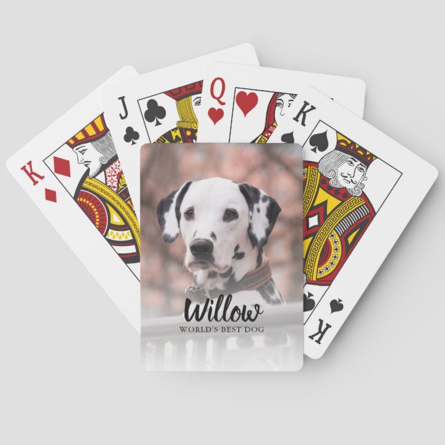 "World's Best Dog" Pet Photo Personalized Poker Cards (Back)