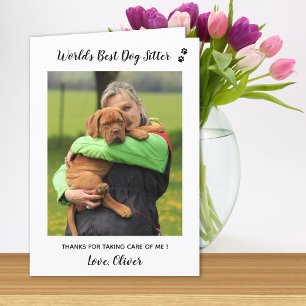 World's Best Dog Sitter Pet Care Pet Photo Thank Y Letterpress Thank You Card