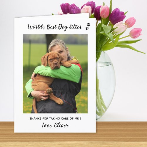 Worlds Best Dog Sitter Pet Care Pet Photo Thank Y Thank You Card