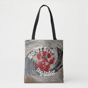 Worlds Best Dog Walker Mosaic Swirl Paw Print Tote Bag