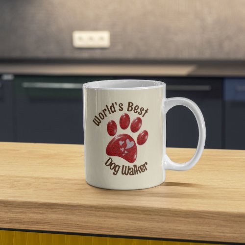 Worlds Best Dog Walker Paw Print Canine Pets Coffee Mug