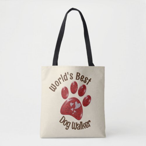 Worlds Best Dog Walker Paw Print Canine Pets Tote Bag