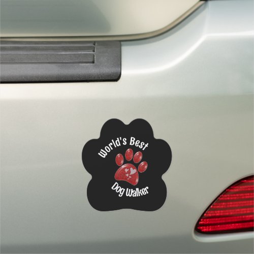 Worlds Best Dog Walker Pet Paw Print Puppy Car Magnet