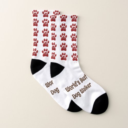 Worlds Best Dog Walker Pet Paw Print Puppy Socks