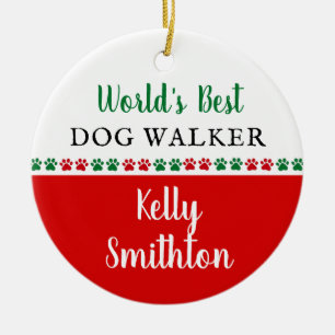 Worlds Best Dog Walker Thank You Christmas Gift Ceramic Ornament