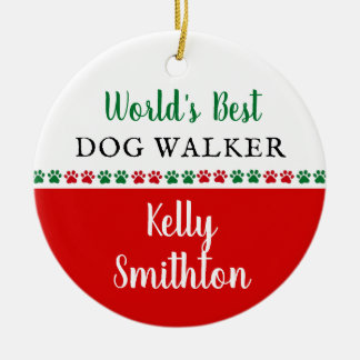 Worlds Best Dog Walker Thank You Christmas Gift Ceramic Ornament