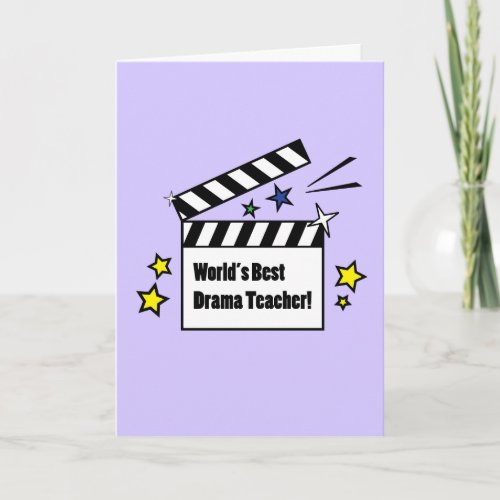 Worlds Best Drama Teacher with Clapboard Thank You Card