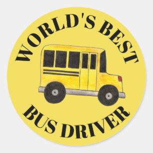 World's Best Driver Yellow School Bus Education Classic Round Sticker