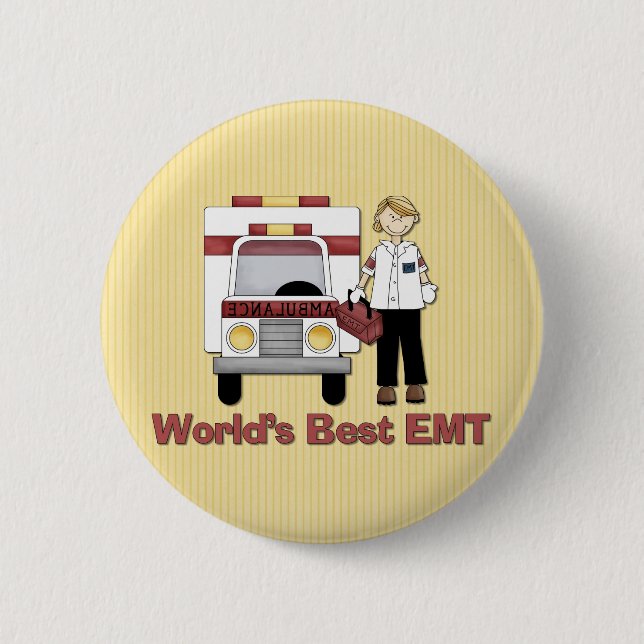 World's Best EMT Female Pinback Button (Front)