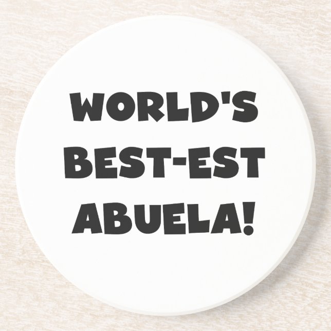 World's Best-est Abuela Black and White Gifts Sandstone Coaster (Front)