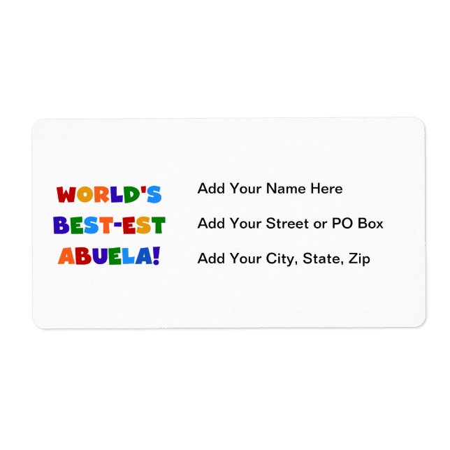 World's Best-est Abuela Bright Colors Tshirts Label (Front)