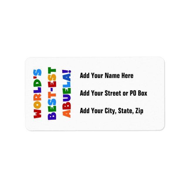 World's Best-est Abuela Bright Colors Tshirts Label (Front)