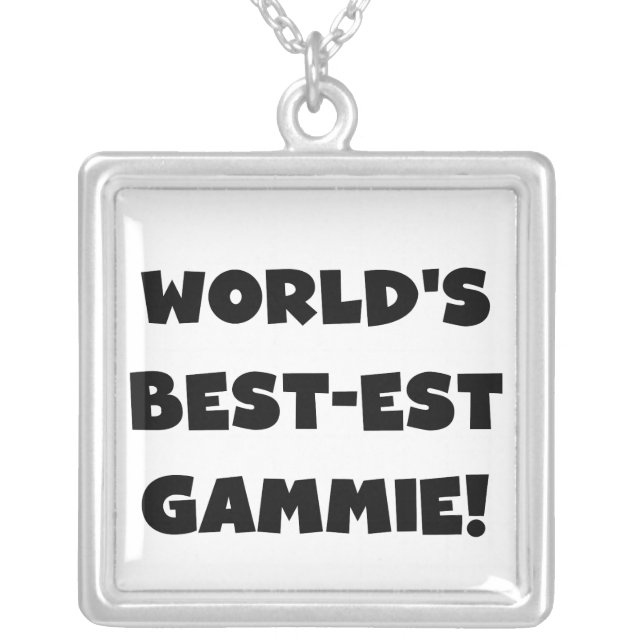 World's Best-est Gammie Black and White Gifts Silver Plated Necklace (Front)