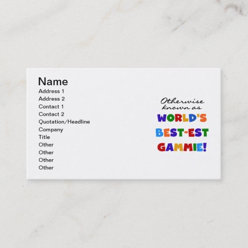 Worlds Best_est Gammie T_shirts and Gifts Business Card