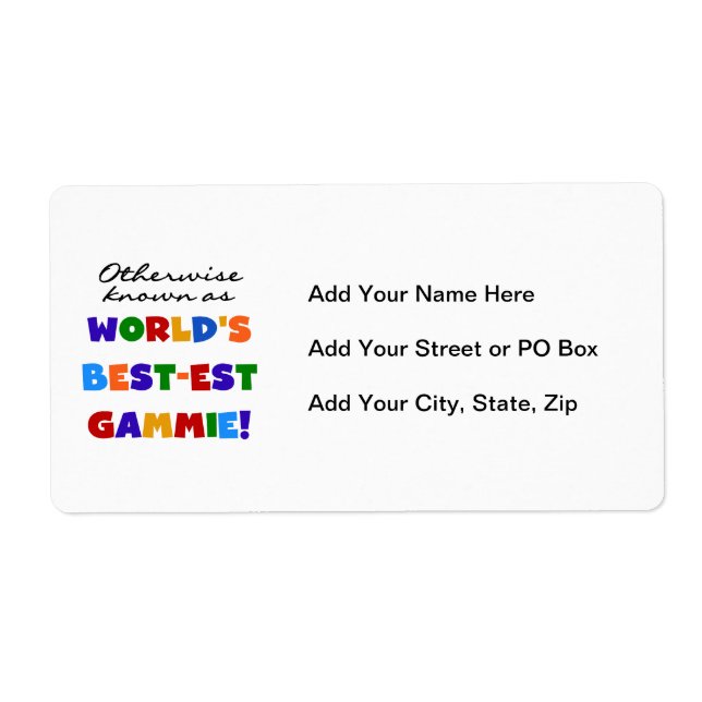 World's Best-est Gammie T-shirts and Gifts Label (Front)