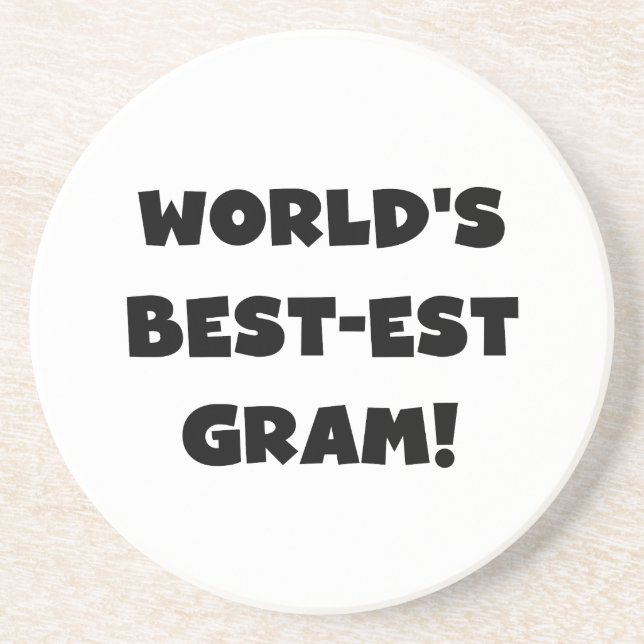 World's Best-est Gram Black Text Tshirts and GIfts Drink Coaster (Front)
