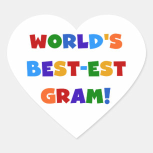 World's Best-est Gram Bright Colors Gifts Heart Sticker
